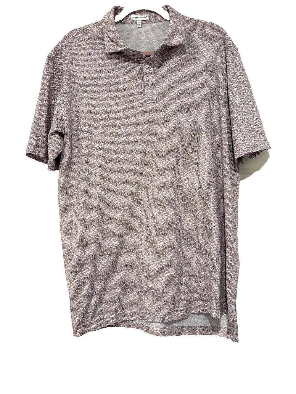 Peter Milar pima‎ cotton sz XL white/red collared short sleeve shirt #3370